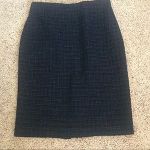 Navy blue and black tweed skirt